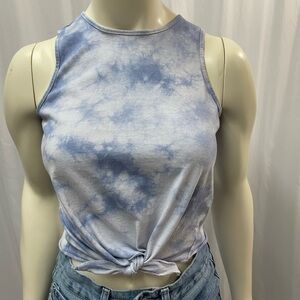 Bluenotes Tie Dye Crop Tie Front Tank Top Size Small